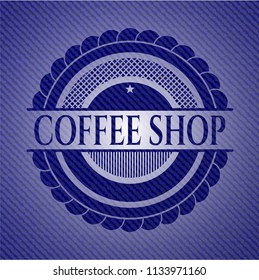 Coffee Shop emblem with jean background
