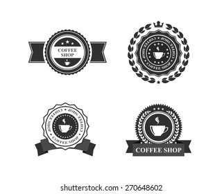 coffee shop emblem label set design