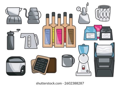 coffee shop equipment set. simple coffee equipment
