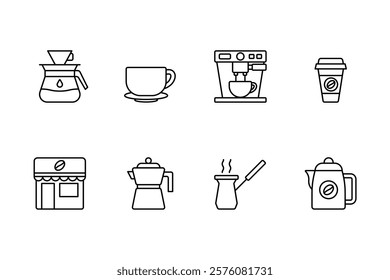 Coffee Shop Essentials Line Icon Set