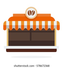 Coffee shop exterior vector flat material design isolated on white