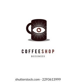 Coffee Shop Eye Icon Logo Design Template