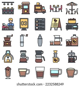 Coffee shop filled icon set 2, vector illustration