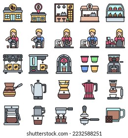 Coffee shop filled icon set 1, vector illustration