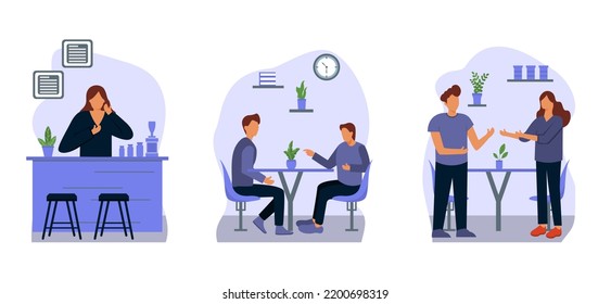 Coffee shop flat bundle design illustration