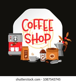 Coffee shop flat collection drink decorative icons. Modern icons for coffee shop and coffee house. Colorful template for your design, prints and illustrations. Flat style Vector