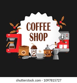 Coffee shop flat collection drink decorative icons. Modern icons for coffee shop and coffee house. Colorful template for for your design, prints and illustrations. Flat style Vector
