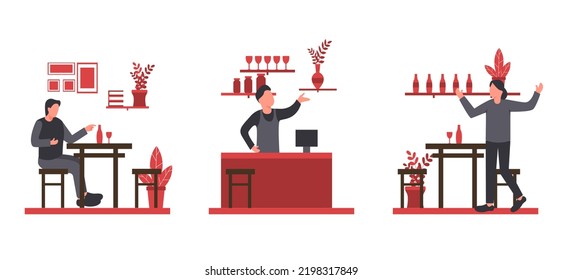 Coffee shop flat design bundle illustration