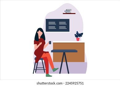 Coffee Shop Flat Design Illustration