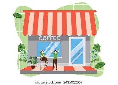 Coffee Shop Flat Design Illustration