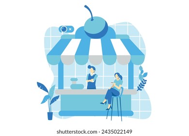 Coffee Shop Flat Design Illustration