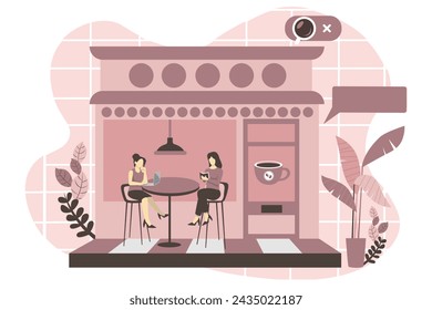 Coffee Shop Flat Design Illustration