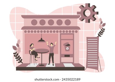 Coffee Shop Flat Design Illustration