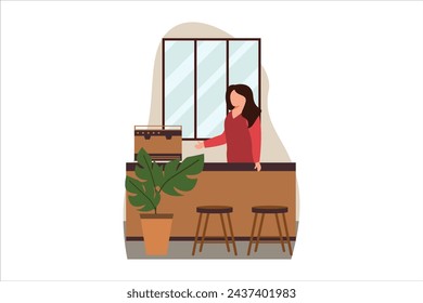Ilustración de diseño plano de cafetería