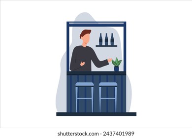 Coffee Shop Flat Design Illustration