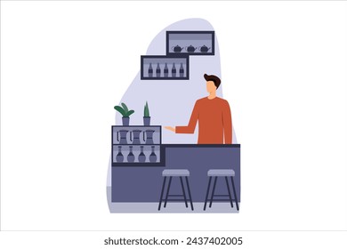 Coffee Shop Flat Design Illustration