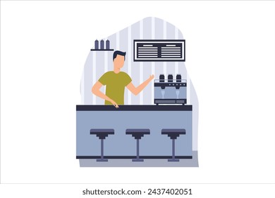 Coffee Shop Flat Design Illustration