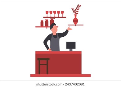 Ilustración de diseño plano de cafetería