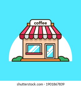 Coffee shop flat design simple modern minimalist building cartoon