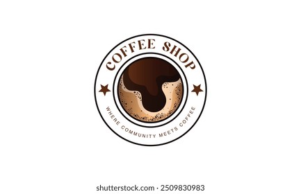 Coffee with coffee shop flat design vector. Cup of coffee top view. Vector modern flat design illustration with black coffee