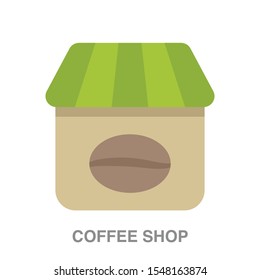 Coffee shop  flat icon on white transparent background. You can be used coffee shop icon for several purposes.