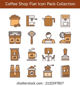 Kaffeeshop Flachbild-Icon Pack Kollektion Kaffeemaschine