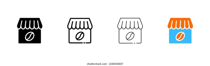 Coffee shop flat icons set. cup, boiling water, coffee, drink, coffee house, breakfast, conversation, espresso, coffee grounds, cappuccino, nature. Food concept. Vector flat and black line icon set