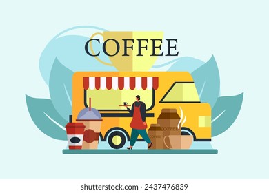 Coffee Shop Flat Illustration Design