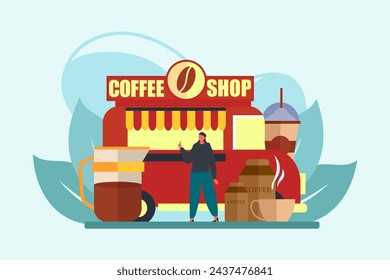 Coffee Shop Flat Illustration Design