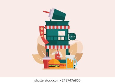 Coffee Shop Flat Illustration Design