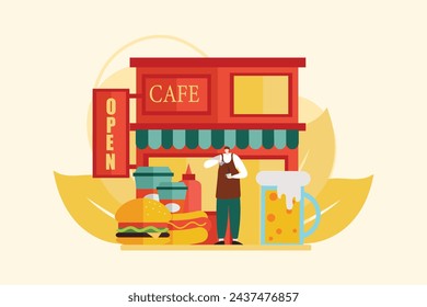 Coffee Shop flache Illustration Design