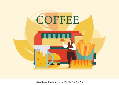 Coffee Shop Flat Illustration Design