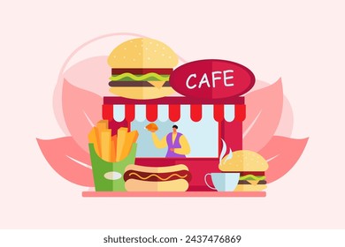 Coffee Shop Flat Illustration Design