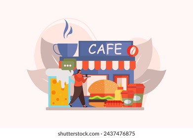 Coffee Shop Flat Illustration Design