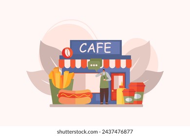 Coffee Shop Flat Illustration Design