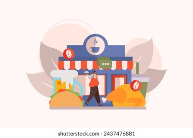 Coffee Shop Flat Illustration Design