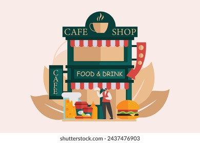 Coffee Shop Flat Illustration Design