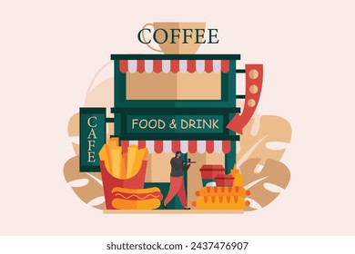 Coffee Shop Flat Illustration Design