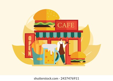 Coffee Shop flache Illustration Design