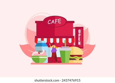 Coffee Shop Flat Illustration Design