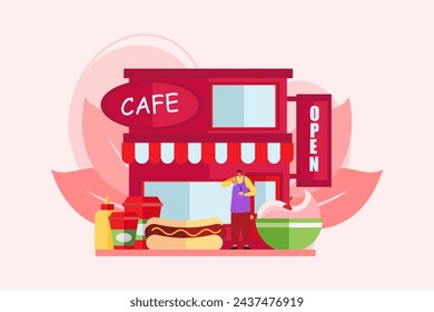 Coffee Shop Flat Illustration Design