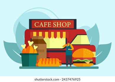 Coffee Shop Flat Illustration Design