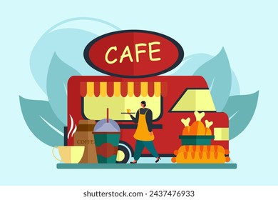 Coffee Shop Flat Illustration Design