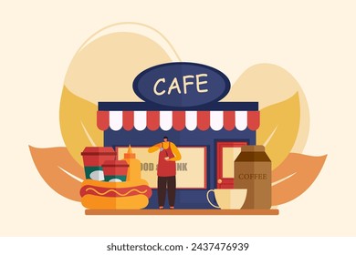 Coffee Shop Flat Illustration Design