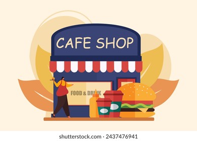 Coffee Shop Flat Illustration Design