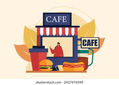 Coffee Shop Flat Illustration Design