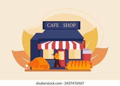 Coffee Shop Flat Illustration Design