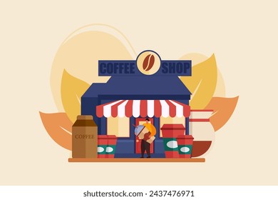 Coffee Shop Flat Illustration Design