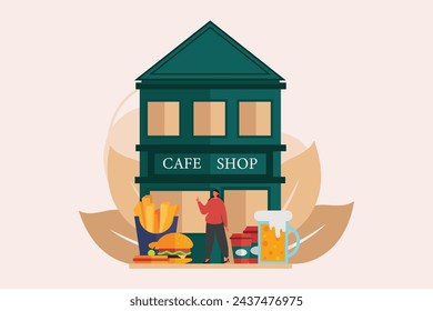 Coffee Shop Flat Illustration Design