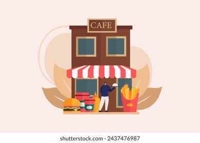 Coffee Shop Flat Illustration Design